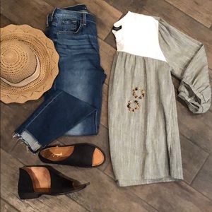 Roolee olive green and cream shirt S